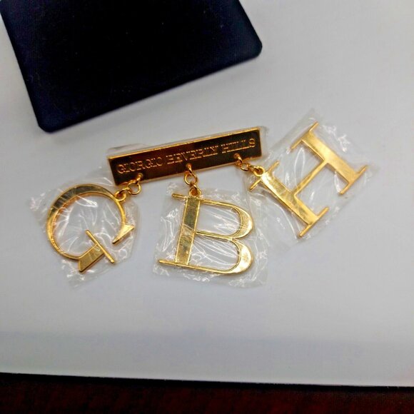 VTG Georgio Beverly Hills GBH Dangling Logo Gold Brooch Pin new wrapped rare - Picture 1 of 4